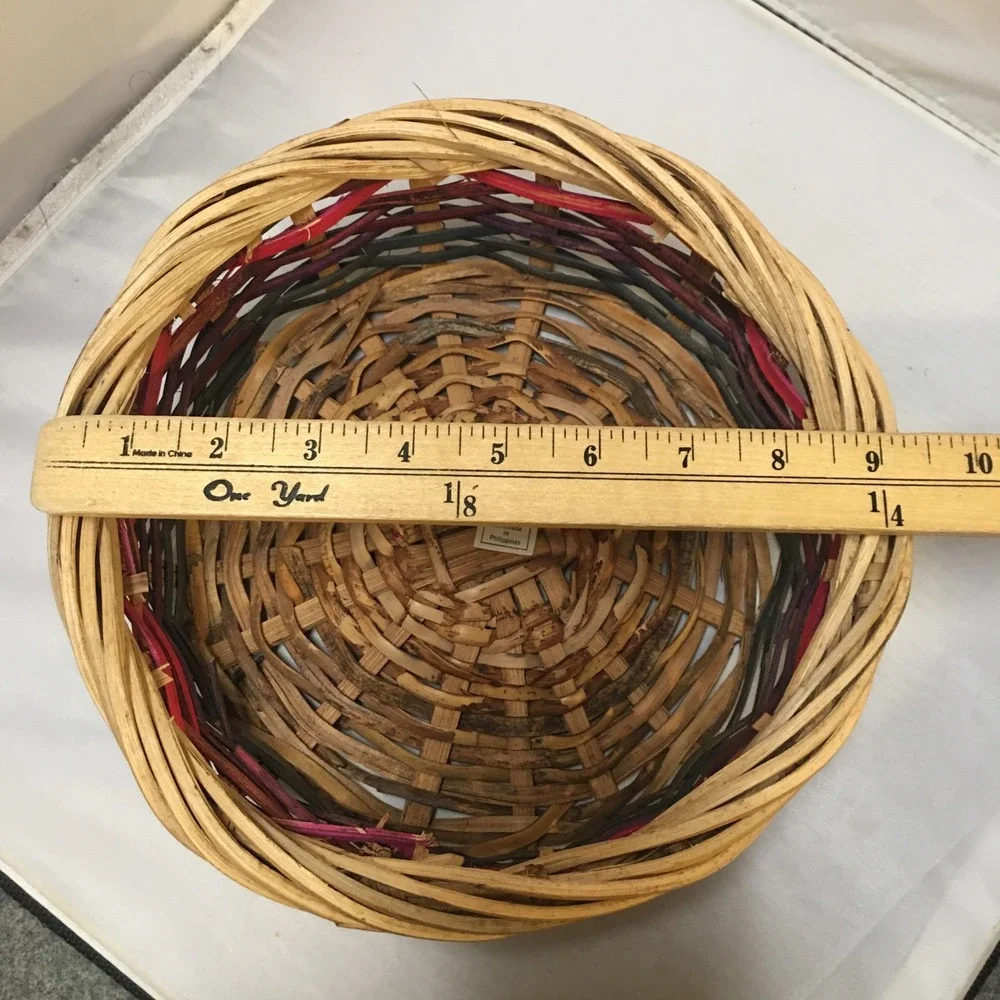 Handmade Woven Basket Home Decor Multi-Color Round Wicker Philippines Rustic